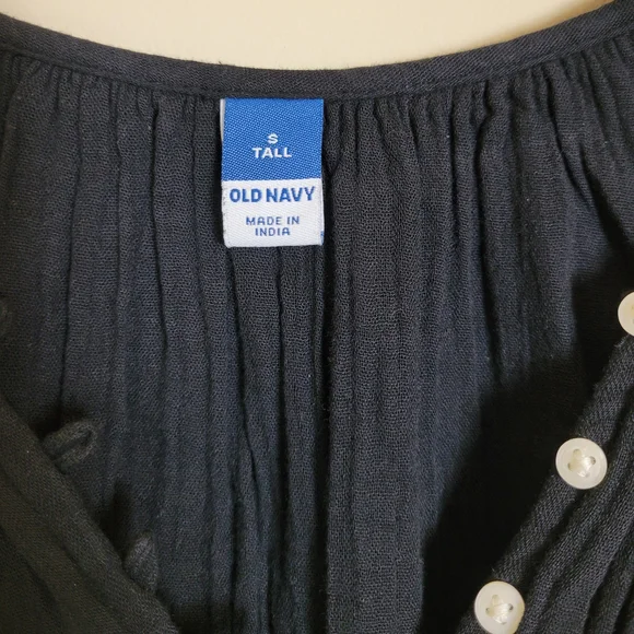 Old Navy Black Embroidered Peasant Blouse SMALL TALL - Picture 3 of 6